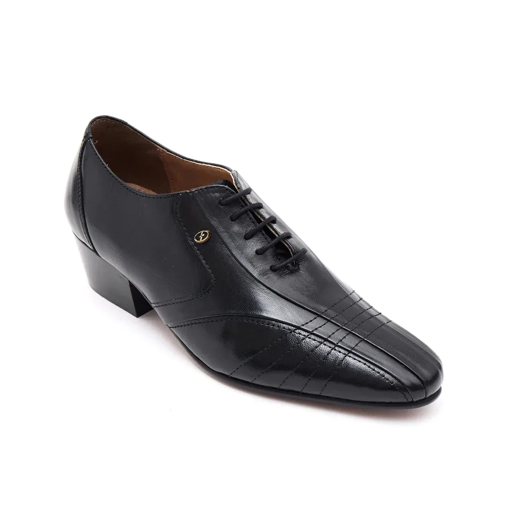 HUDSON- MEN'S LUCINI CUBAN HEEL FORMAL CASUAL PARTY WEDDING LEATHER SHOES BLACK