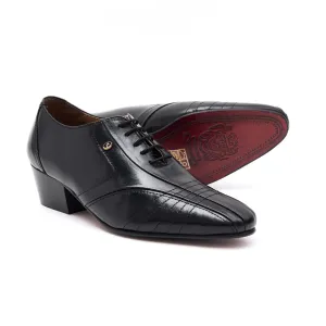 HUDSON- MEN'S LUCINI CUBAN HEEL FORMAL CASUAL PARTY WEDDING LEATHER SHOES BLACK