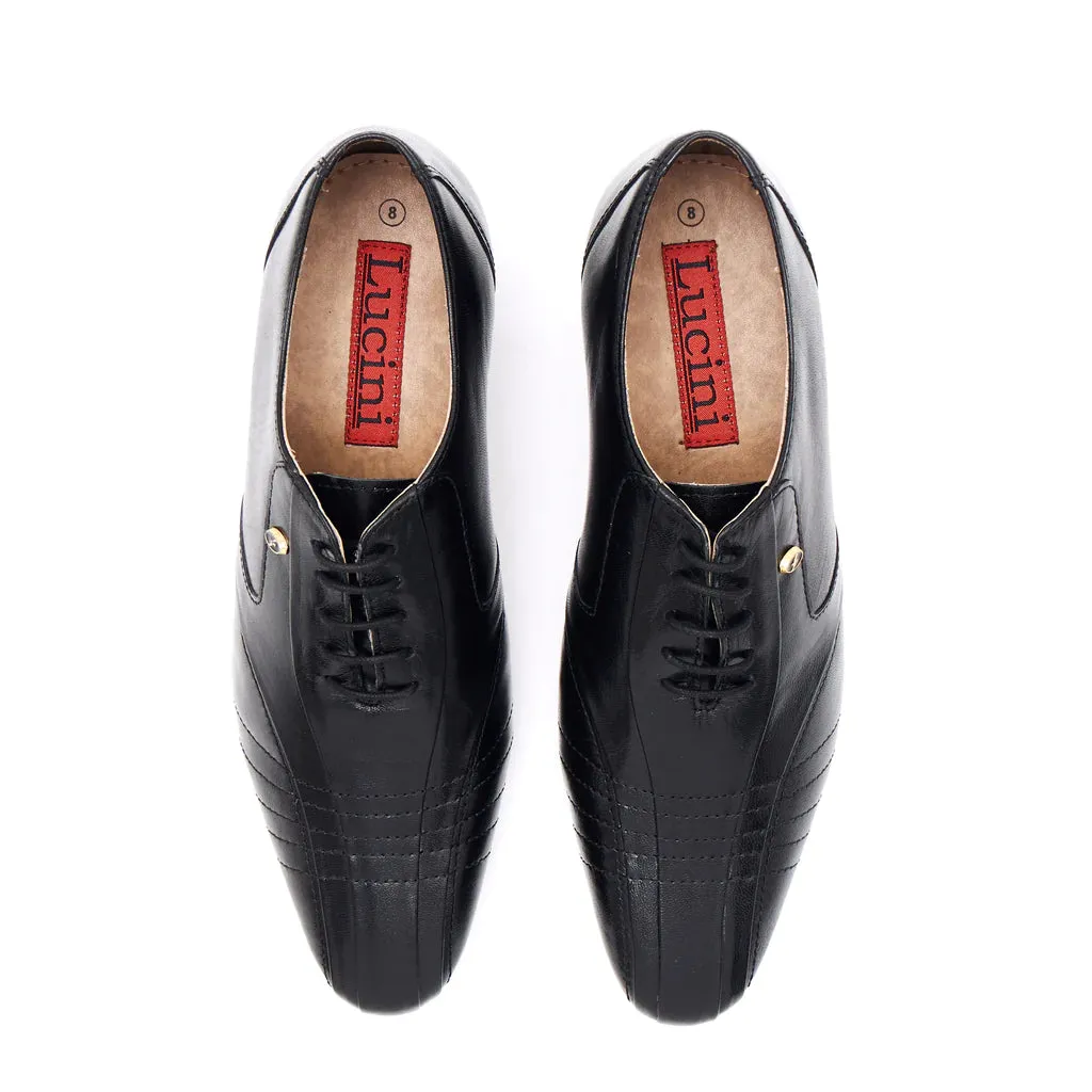 HUDSON- MEN'S LUCINI CUBAN HEEL FORMAL CASUAL PARTY WEDDING LEATHER SHOES BLACK