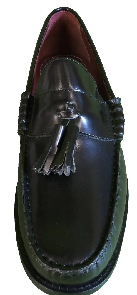 Ikon Original All Leather Retro Mod Black Tassel Loafers