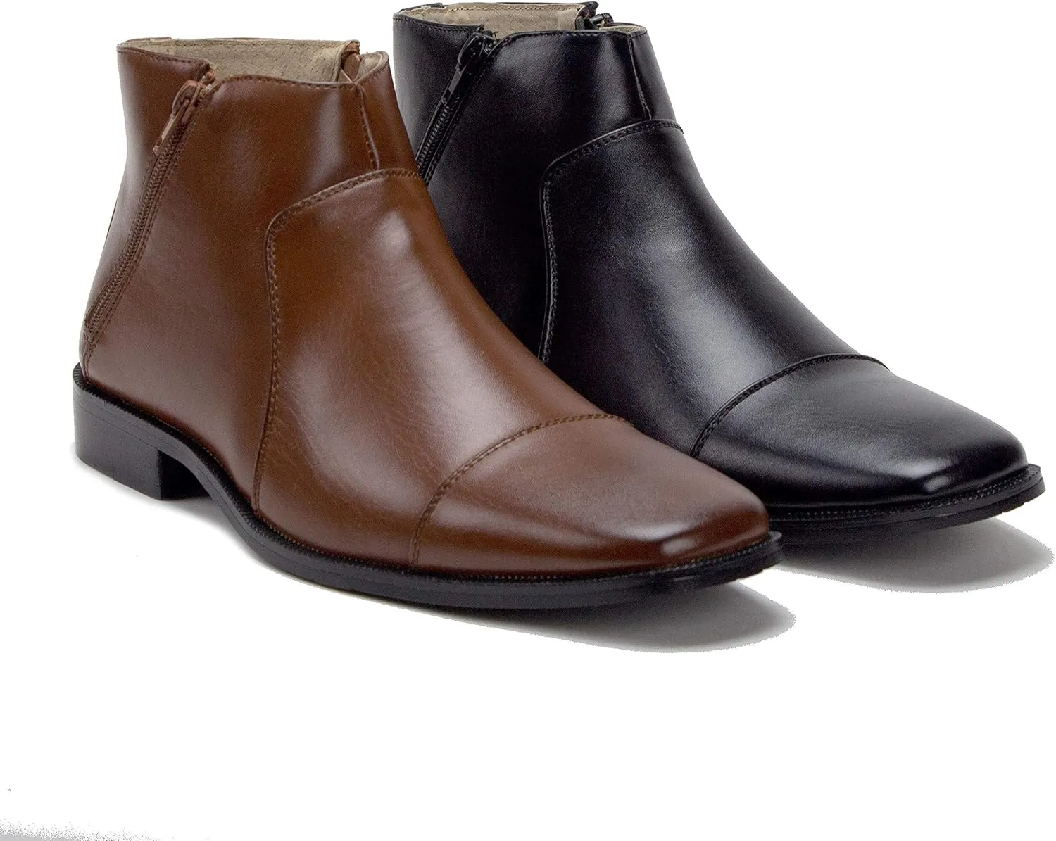Jazam Men's 49904 Leather Lined Double Zip Cap Toe Dress Bootie Ankle Boots