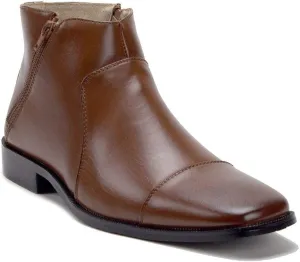 Jazam Men's 49904 Leather Lined Double Zip Cap Toe Dress Bootie Ankle Boots