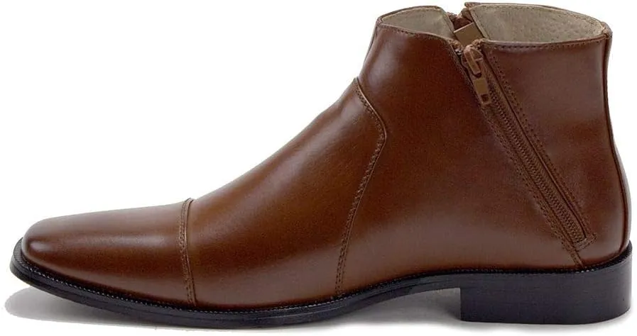 Jazam Men's 49904 Leather Lined Double Zip Cap Toe Dress Bootie Ankle Boots