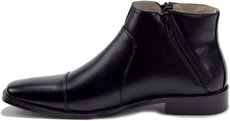 Jazam Men's 49904 Leather Lined Double Zip Cap Toe Dress Bootie Ankle Boots