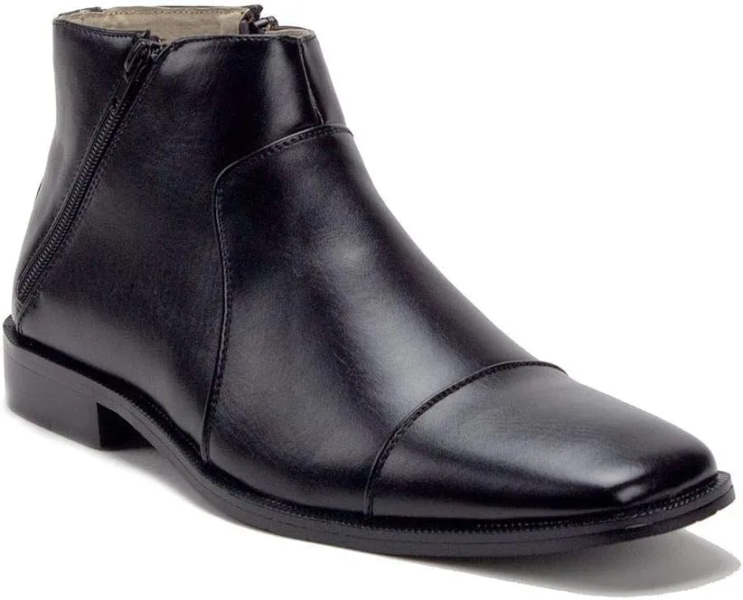 Jazam Men's 49904 Leather Lined Double Zip Cap Toe Dress Bootie Ankle Boots