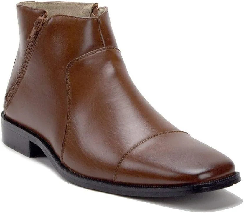 Jazam Men's 49904 Leather Lined Double Zip Cap Toe Dress Bootie Ankle Boots