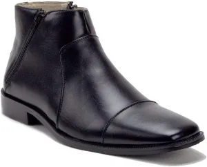 Jazam Men's 49904 Leather Lined Double Zip Cap Toe Dress Bootie Ankle Boots