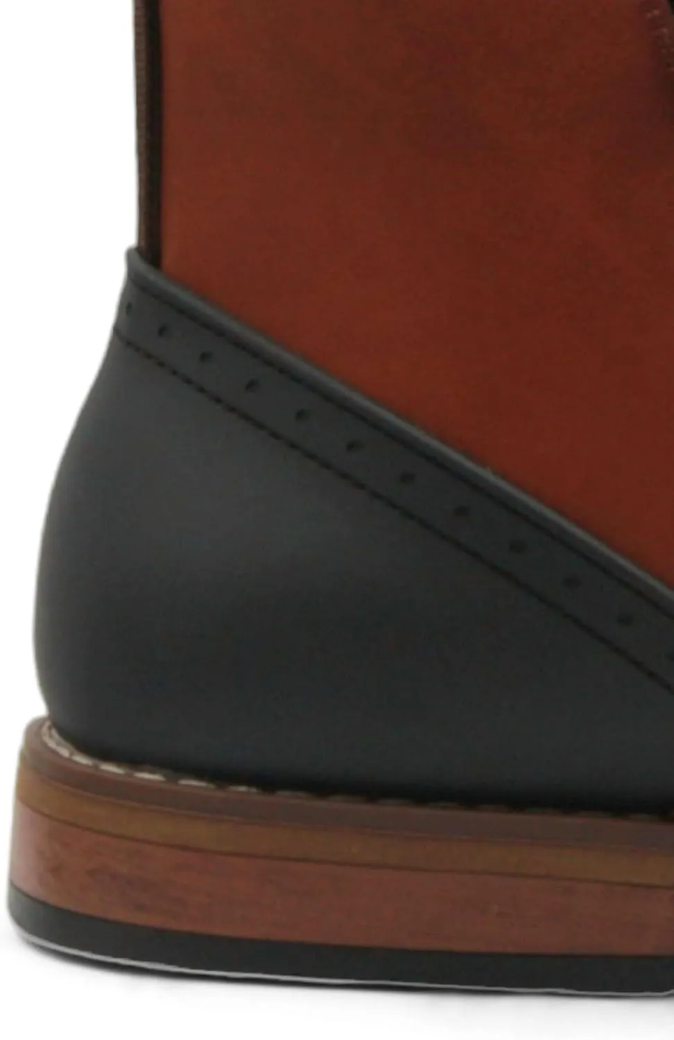 Jazam Men's 49904 Leather Lined Double Zip Cap Toe Dress Bootie Ankle Boots