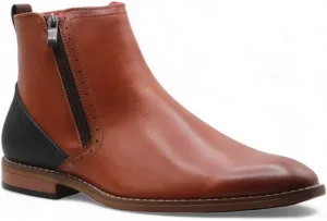 Jazam Men's 49904 Leather Lined Double Zip Cap Toe Dress Bootie Ankle Boots