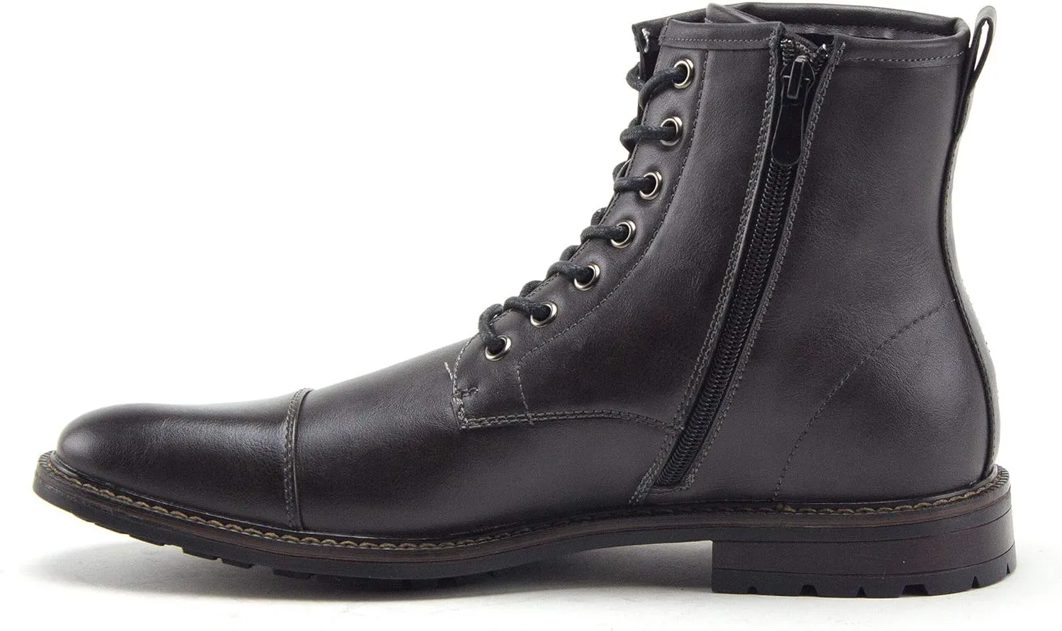 Jazam Men's Carson Distressed Cap Toe Tall Motorcycle Military Combat Dress Boots