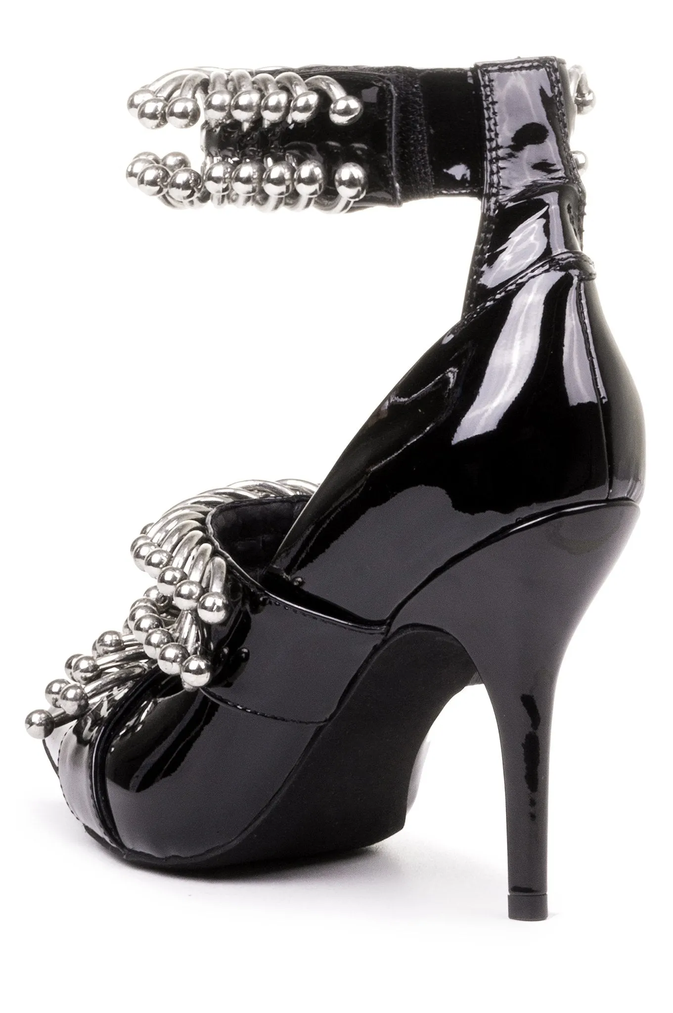 Jeffrey Campbell SALVATION High Multi Strap Dress Pumps Black Patent Leather