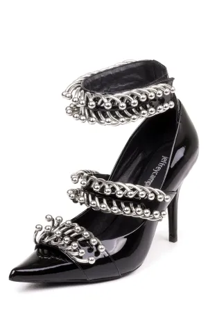 Jeffrey Campbell SALVATION High Multi Strap Dress Pumps Black Patent Leather