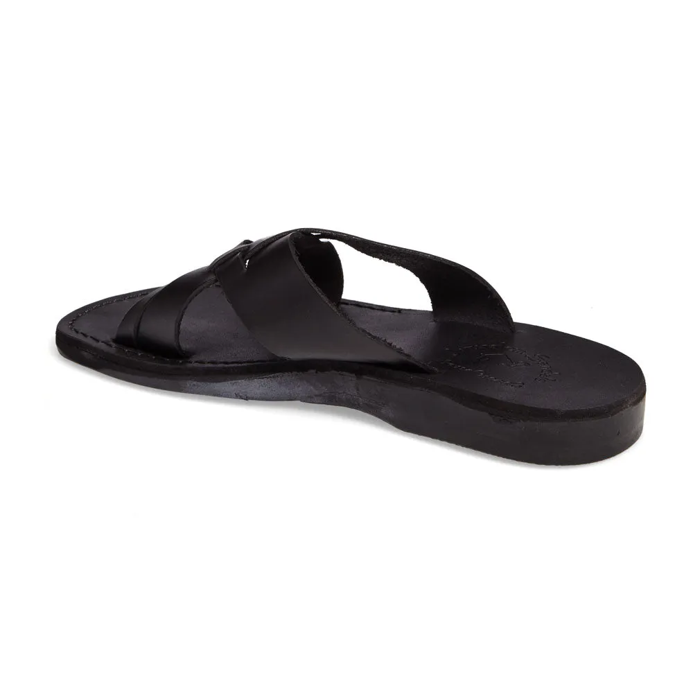 Jesse - Leather Woven Strap Sandal | Black