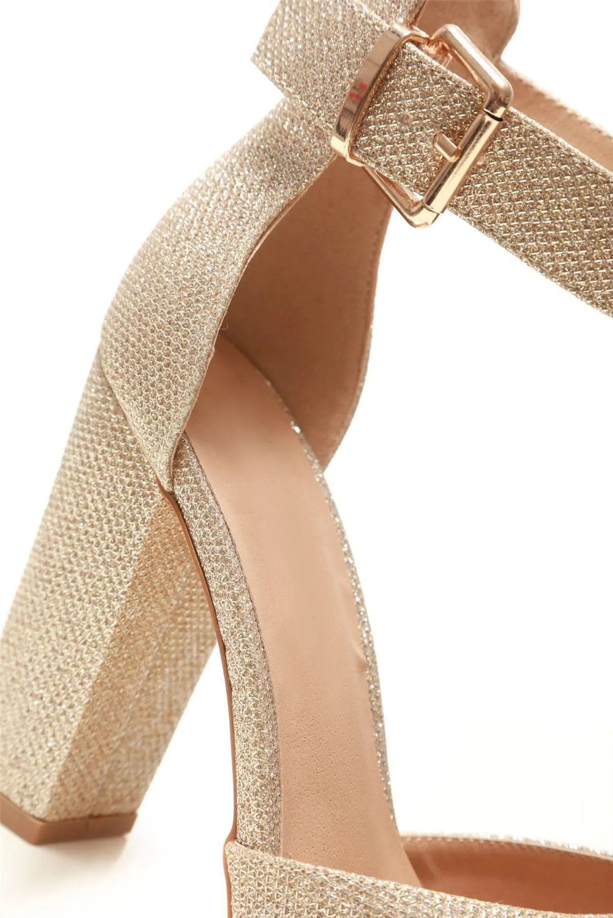 Jessy Anklestrap Blockheel Sandal in Champagne