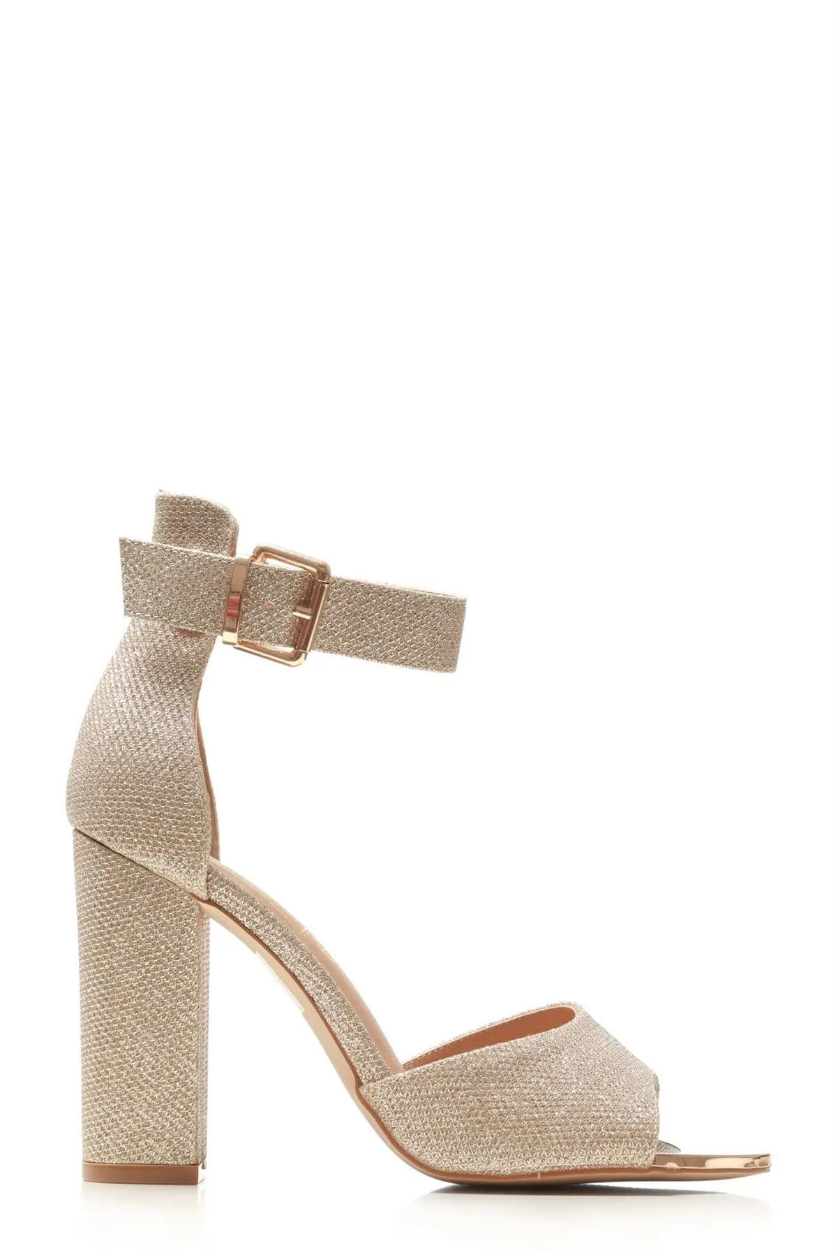 Jessy Anklestrap Blockheel Sandal in Champagne