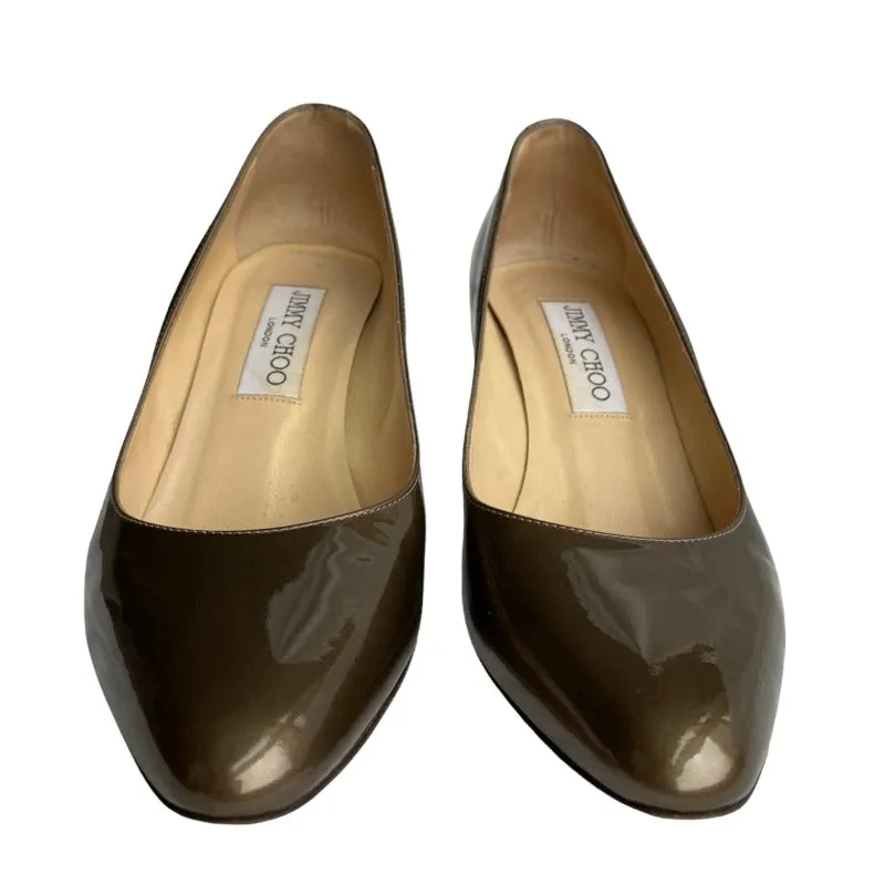 JIMMY CHOO Bridget Patent Leather Round Toe Medium Heel Pumps, Size 36.5