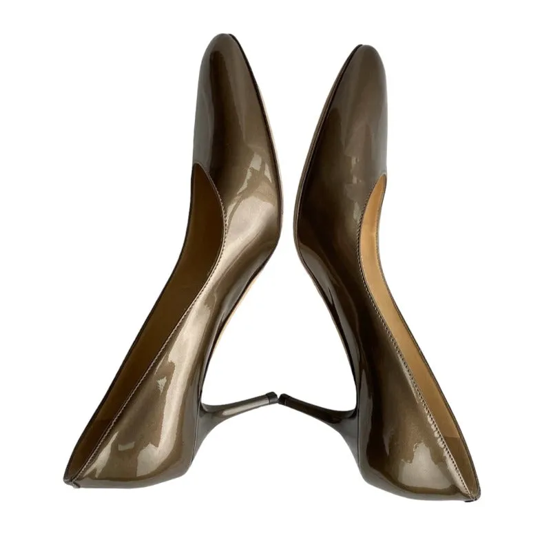 JIMMY CHOO Bridget Patent Leather Round Toe Medium Heel Pumps, Size 36.5