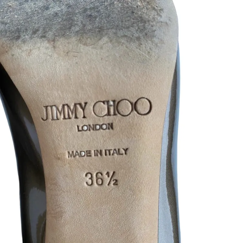 JIMMY CHOO Bridget Patent Leather Round Toe Medium Heel Pumps, Size 36.5