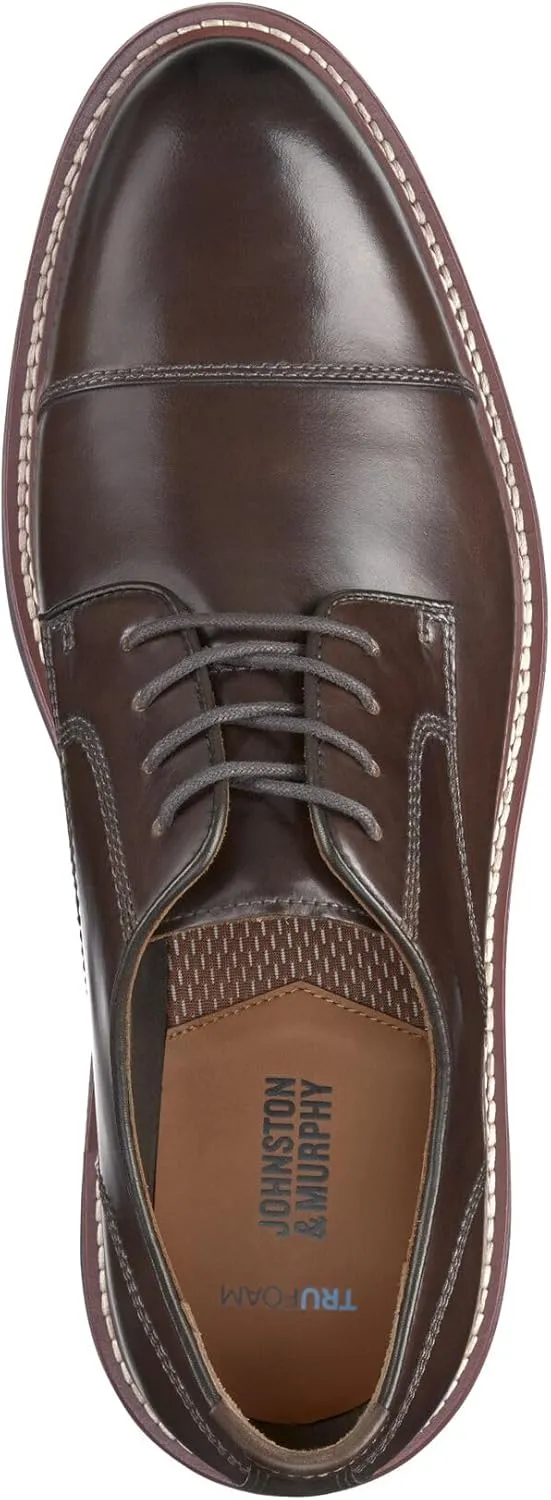 Johnston & Murphy Upton Cap Toe Mens Shoe  Business Casual Mens Dress Shoes, Comfortable Leather Shoes for Men