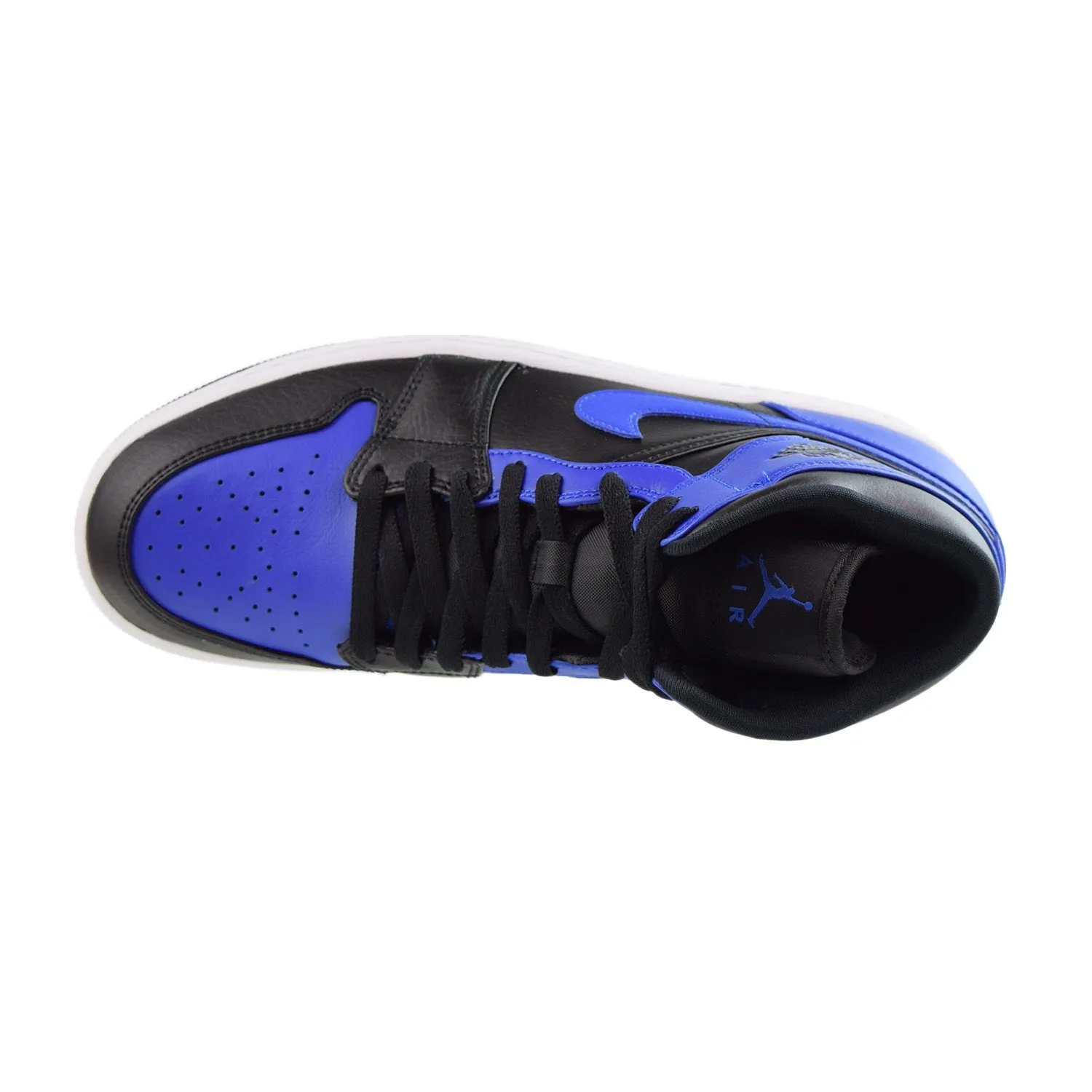 Jordan 1 Mid Leather Men's Shoes Black-Hyper Royal-White
