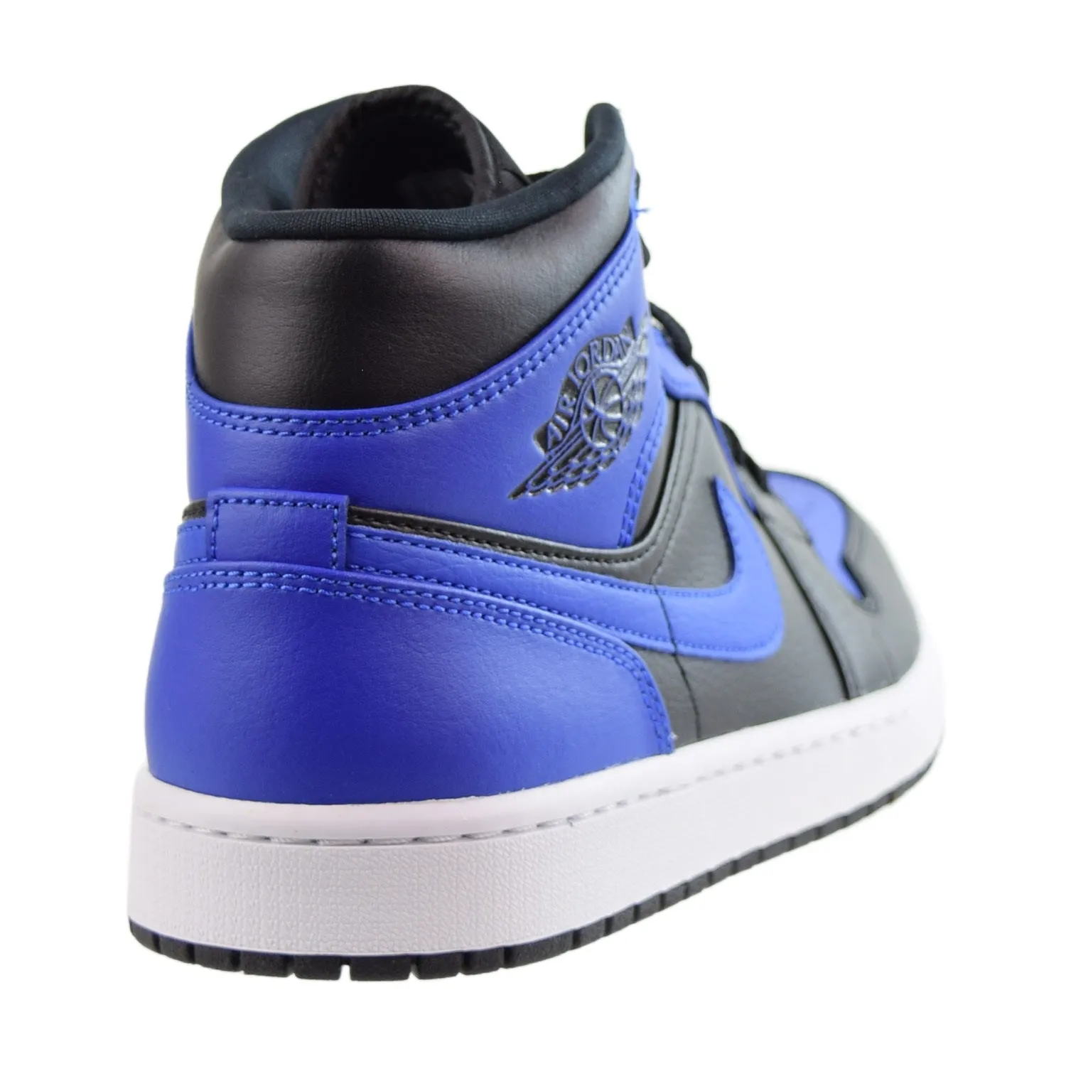 Jordan 1 Mid Leather Men's Shoes Black-Hyper Royal-White