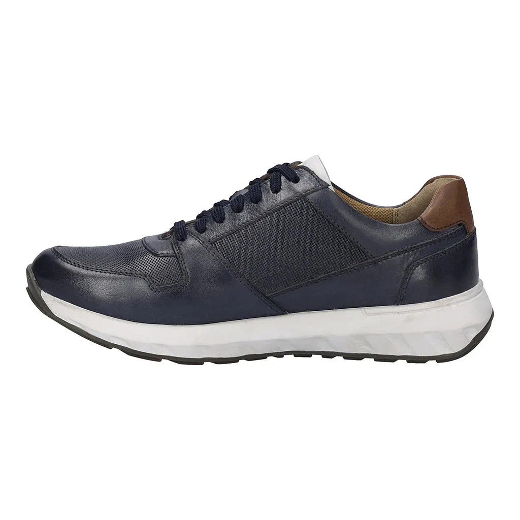 Josef Seibel Men's Cameron 10 Leather Casual Shoes Trainers Ocean Blue