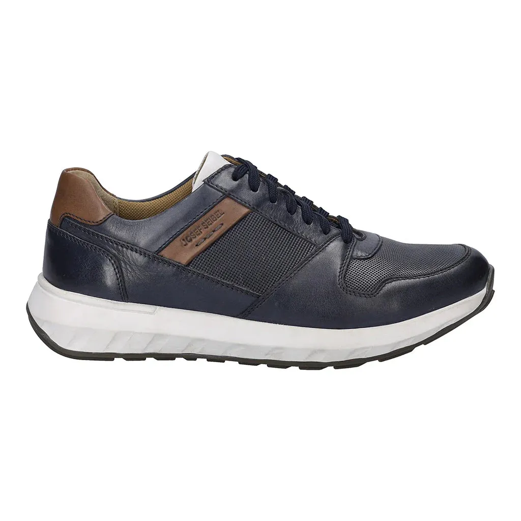 Josef Seibel Men's Cameron 10 Leather Casual Shoes Trainers Ocean Blue
