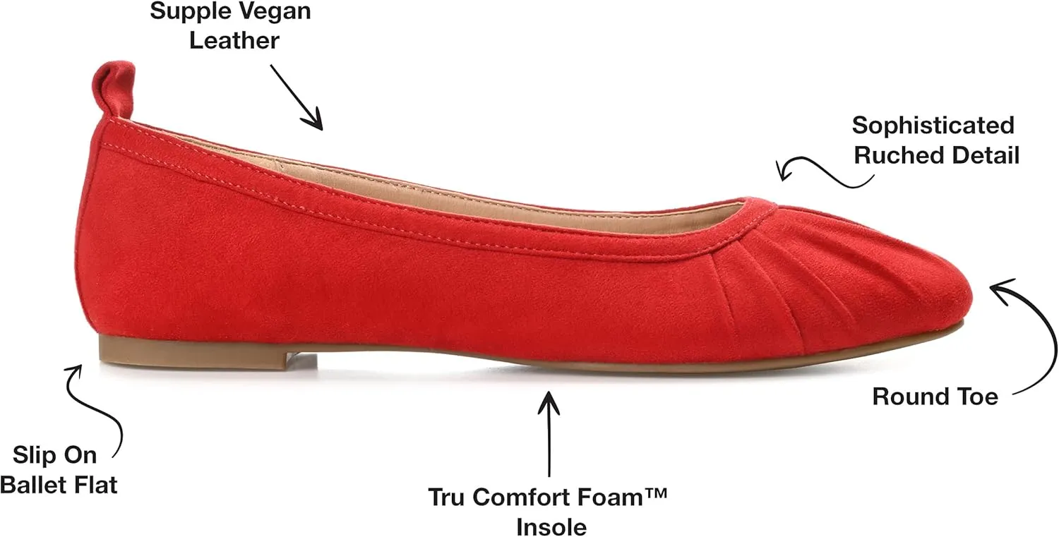Journee Collection Womens Tanya Faux Suede Slip-On Ballet Flats