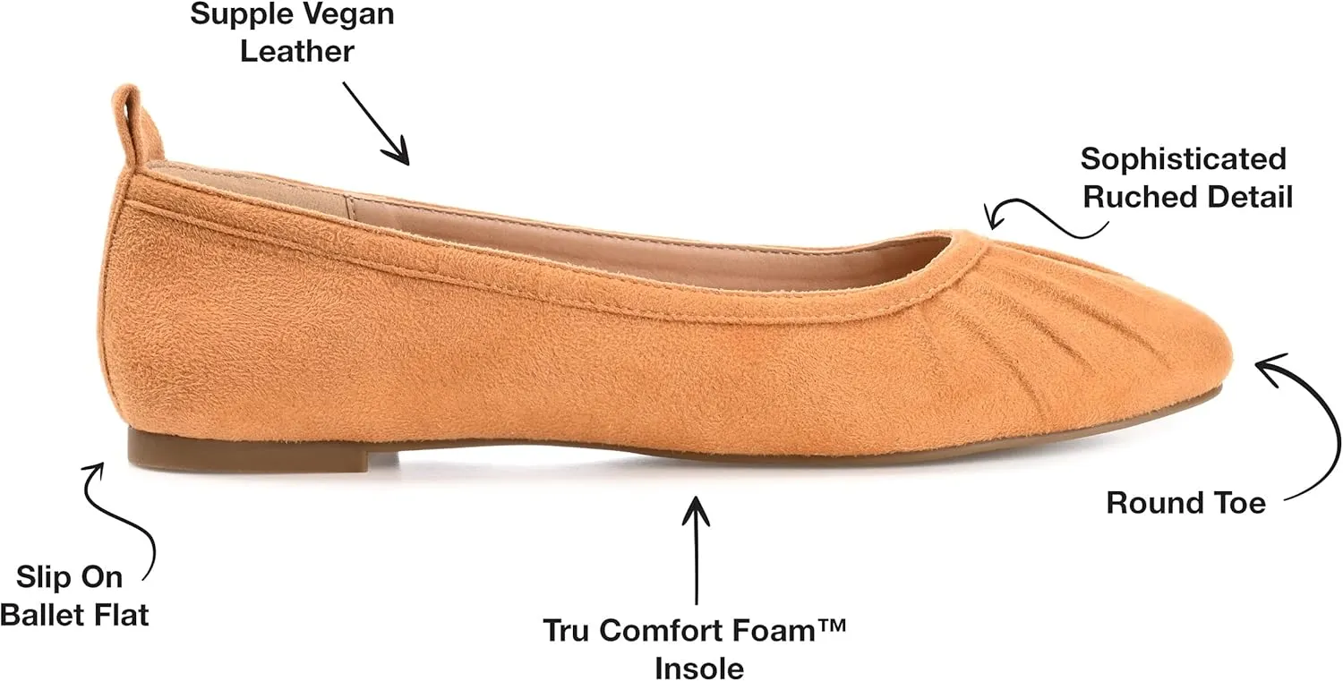 Journee Collection Womens Tanya Faux Suede Slip-On Ballet Flats
