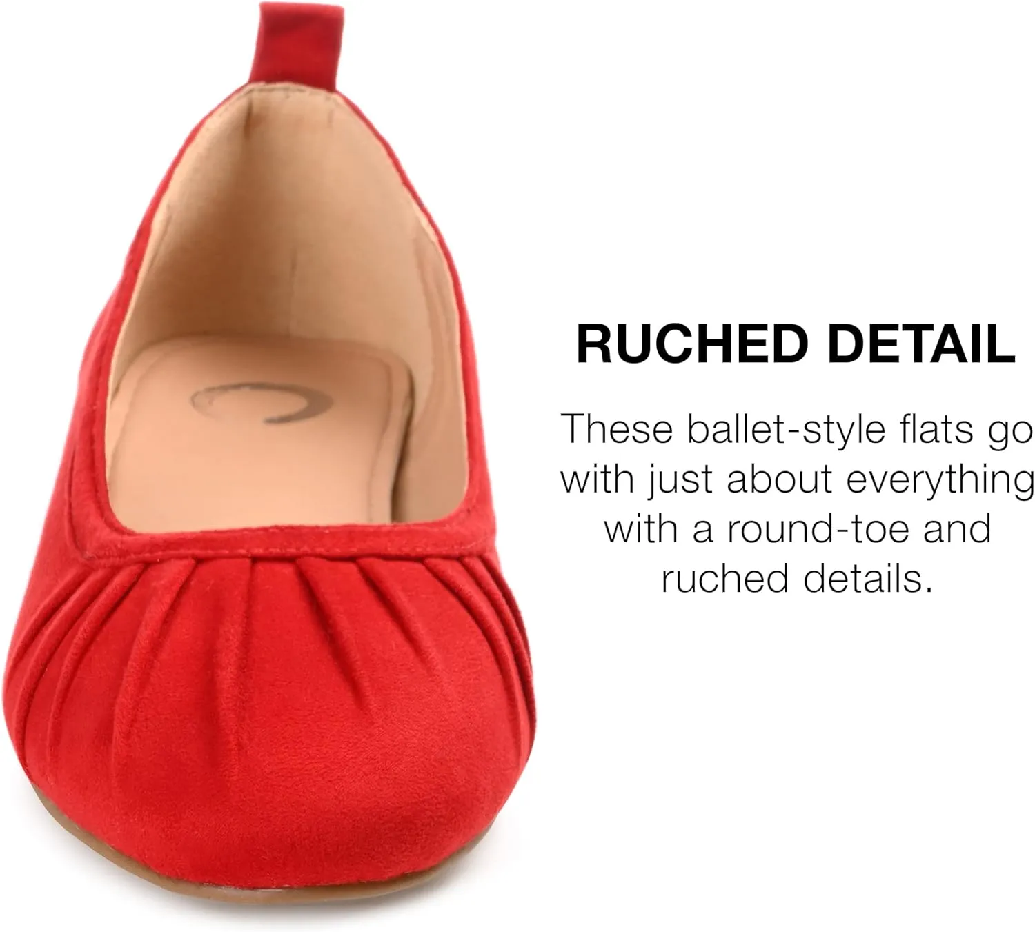 Journee Collection Womens Tanya Faux Suede Slip-On Ballet Flats