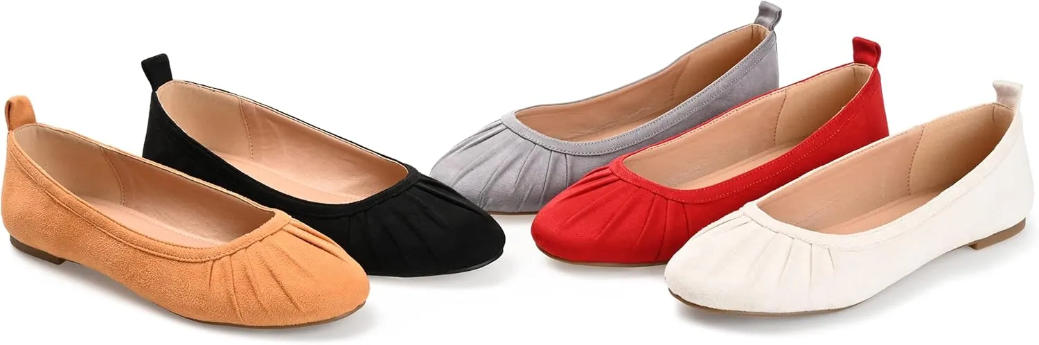 Journee Collection Womens Tanya Faux Suede Slip-On Ballet Flats