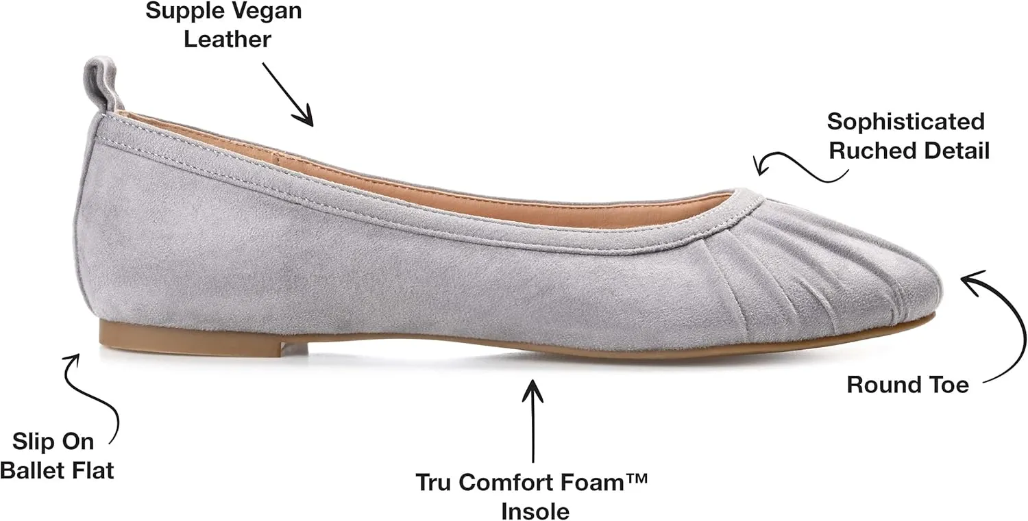 Journee Collection Womens Tanya Faux Suede Slip-On Ballet Flats