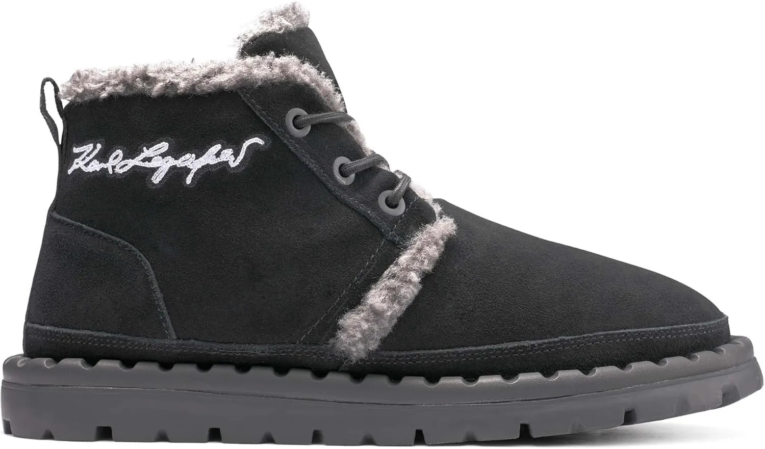 KARL LAGERFELD Men's Suede Chukka Faux Shearling Lining Boot Combat