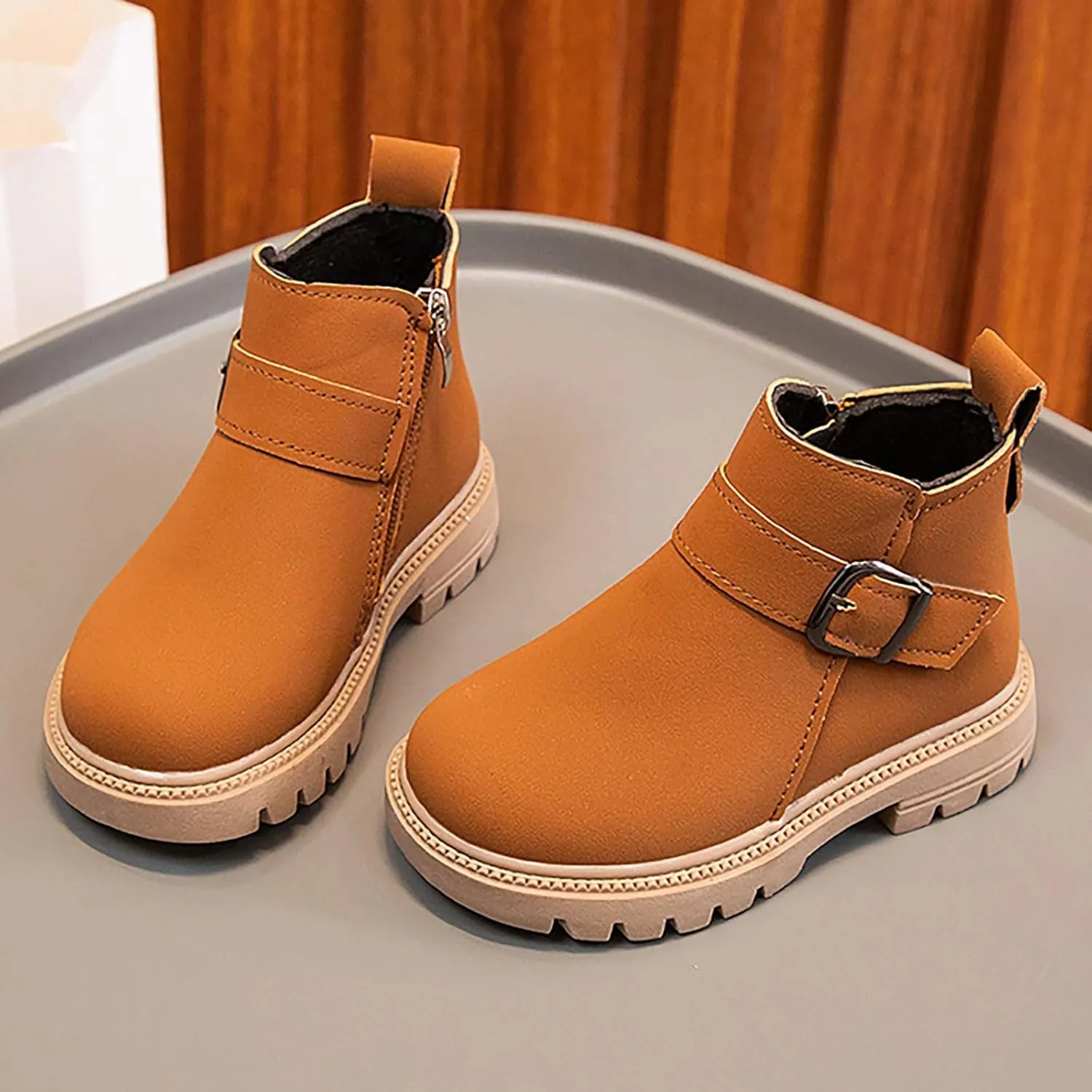 Kids Ankle Booties Lace up Work Boot Combat Booties Riding Boots Lace up Non-Slip Short Boots Winter Snow Boots