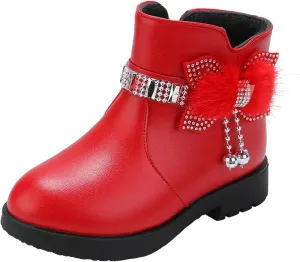 Kids Ankle Boots for Girls Side Zipper Round Toe Casual Short Booties Short Glitter Side Zipper Casual Shoes