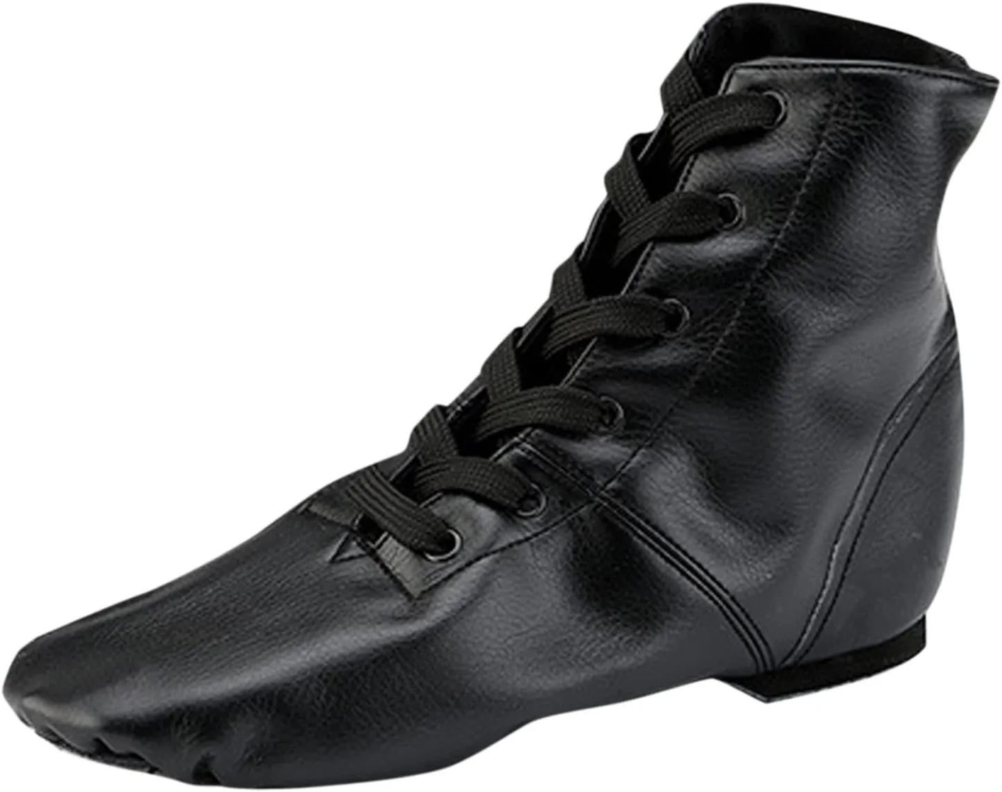 Kids Black Split Sole Jazz Boots Soft PU Upper Leather Dancing Shoes for Girls Boys Ankle Boots Dance Boots