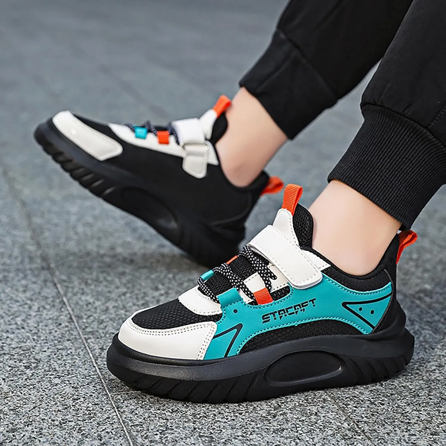 Kids Breathable Hiking Sneakers Toddler Boys Girls Athletic Casual Running Lace-Up Breathable School Trainers Shoes