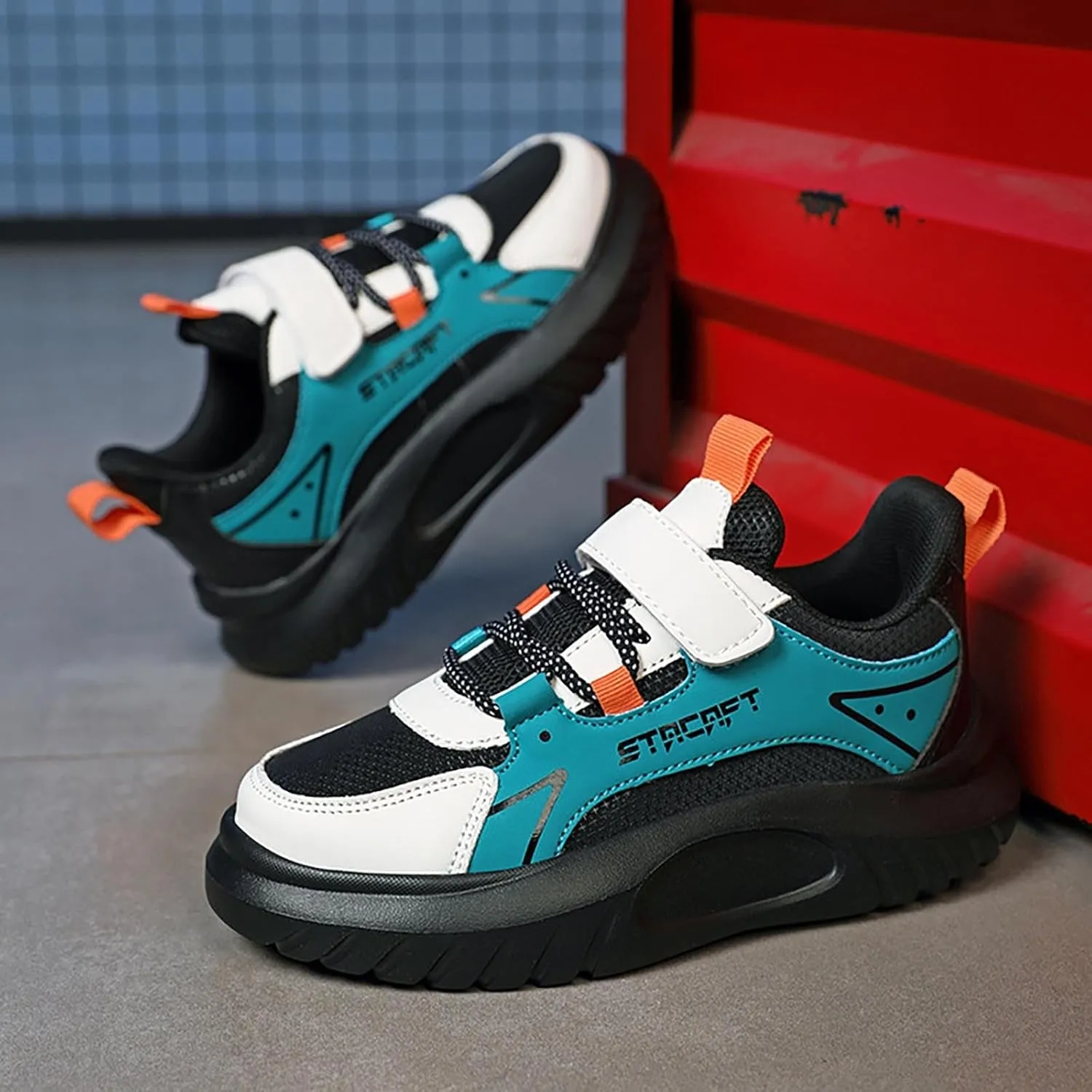 Kids Breathable Hiking Sneakers Toddler Boys Girls Athletic Casual Running Lace-Up Breathable School Trainers Shoes