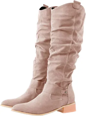 Knee High Boots Women over the Knee Boots Thigh High Suede Block Boots Pointed Toe Chunky High Heels Boots