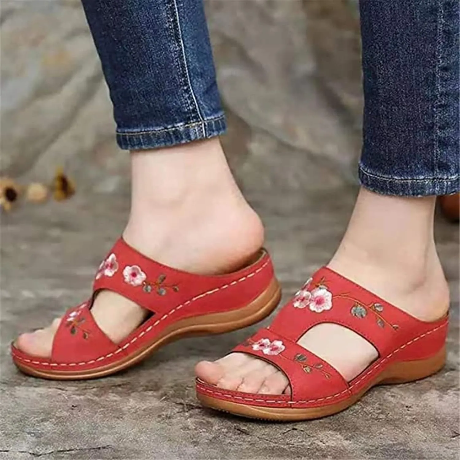 Lausiuoe Orthopedic Dress Sandals For Women Plantar Fasciitis Comfortable Walking Casual Summer Arch Support Orthotic Slides