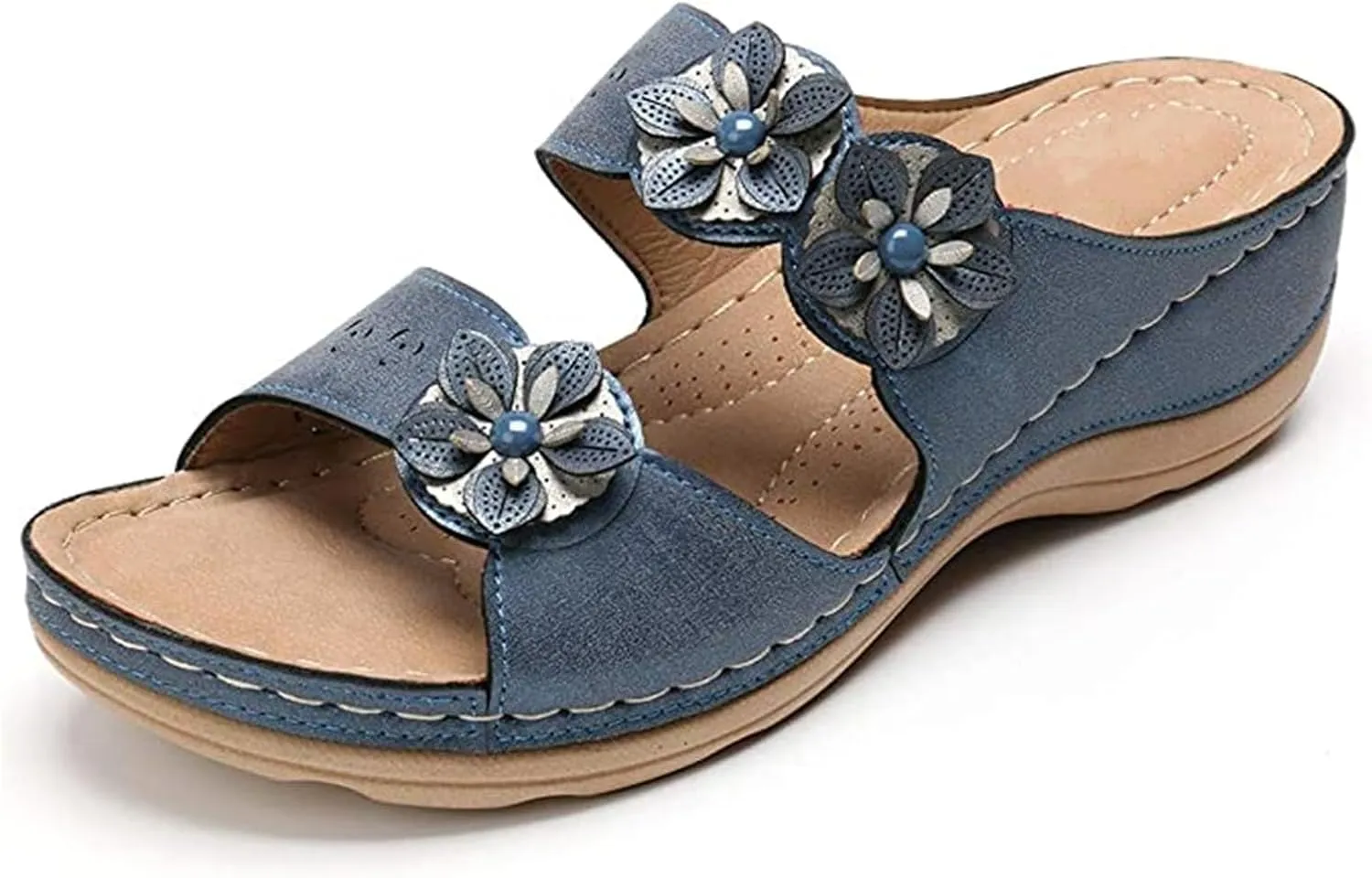 Lausiuoe Orthopedic Sandals For Women Arch Support Slide In Comfortable Wide Width Orthotic Casual Dressy Summer Sandals