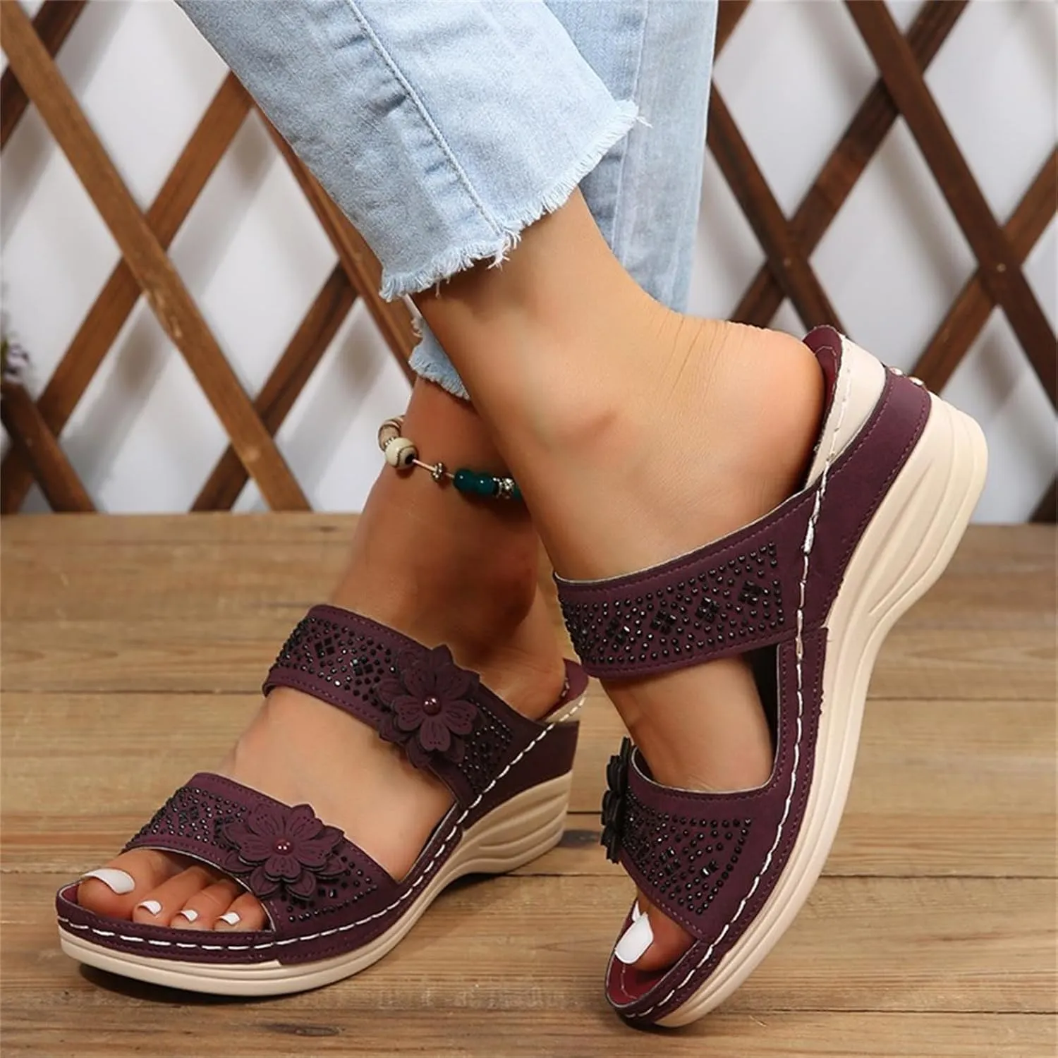 Lausiuoe Orthopedic Sandals For Women Dressy Fashion Slip On Orthotic Flip Flops With Comfort Plantar Fasciitis Arch Support