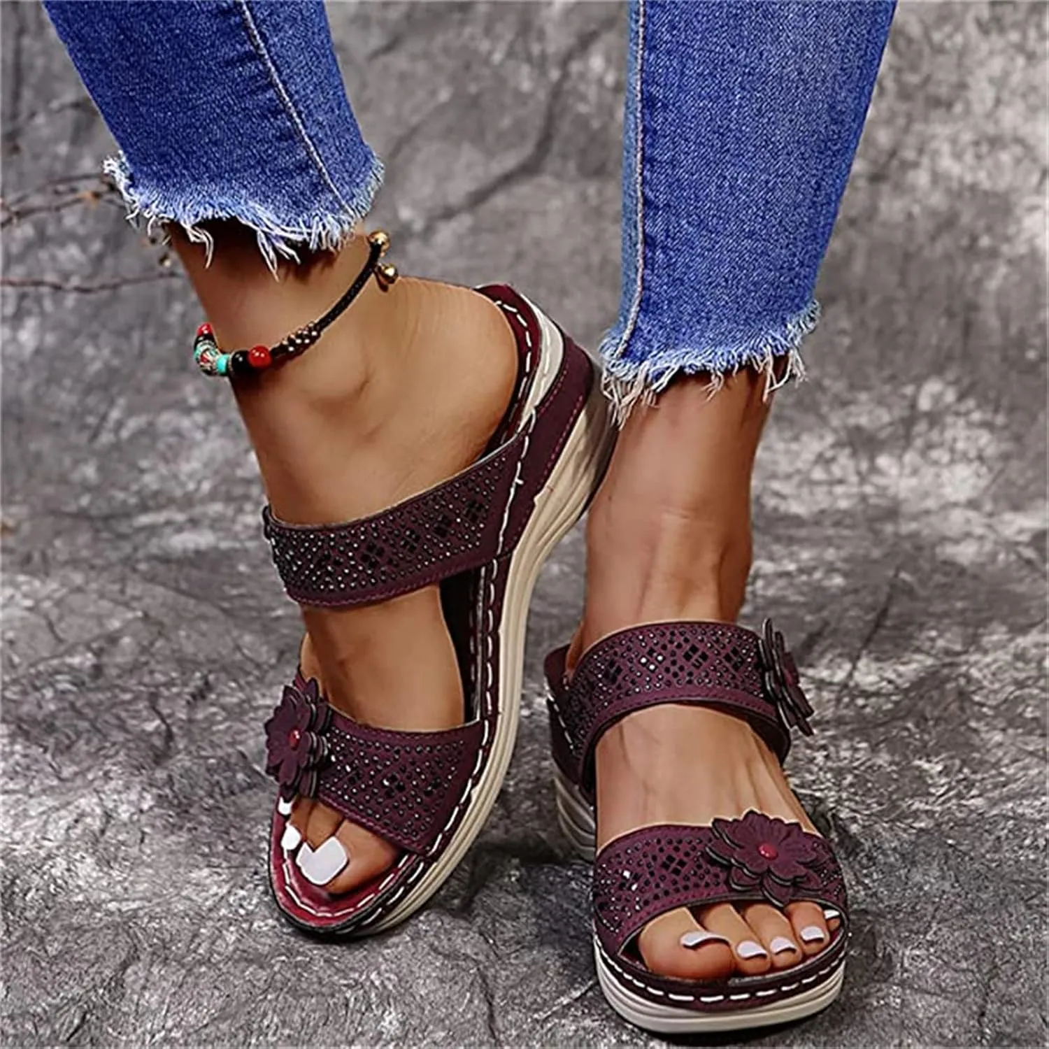 Lausiuoe Orthopedic Sandals For Women Dressy Fashion Slip On Orthotic Flip Flops With Comfort Plantar Fasciitis Arch Support