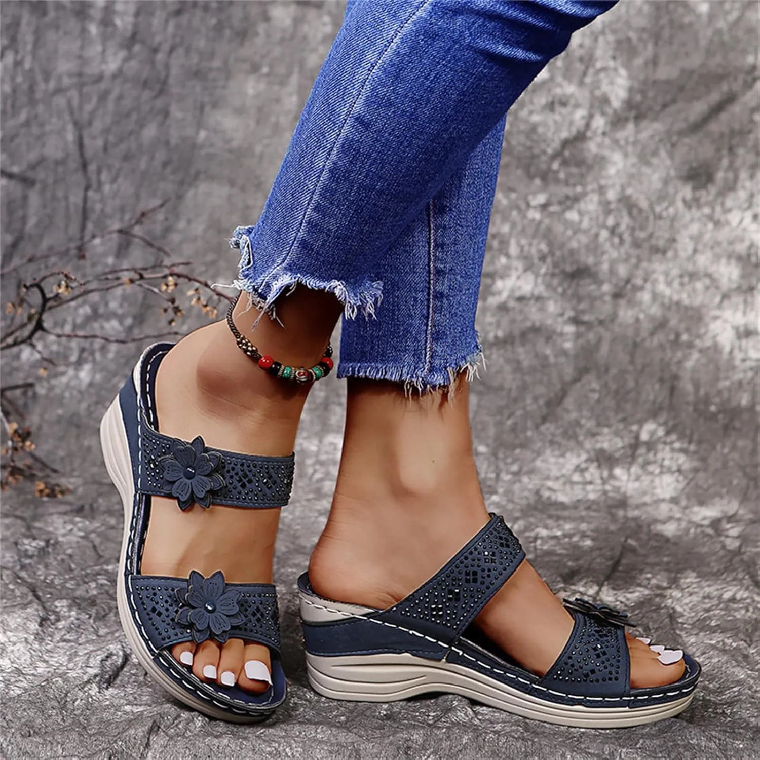 Lausiuoe Orthopedic Sandals For Women Dressy Fashion Slip On Orthotic Flip Flops With Comfort Plantar Fasciitis Arch Support