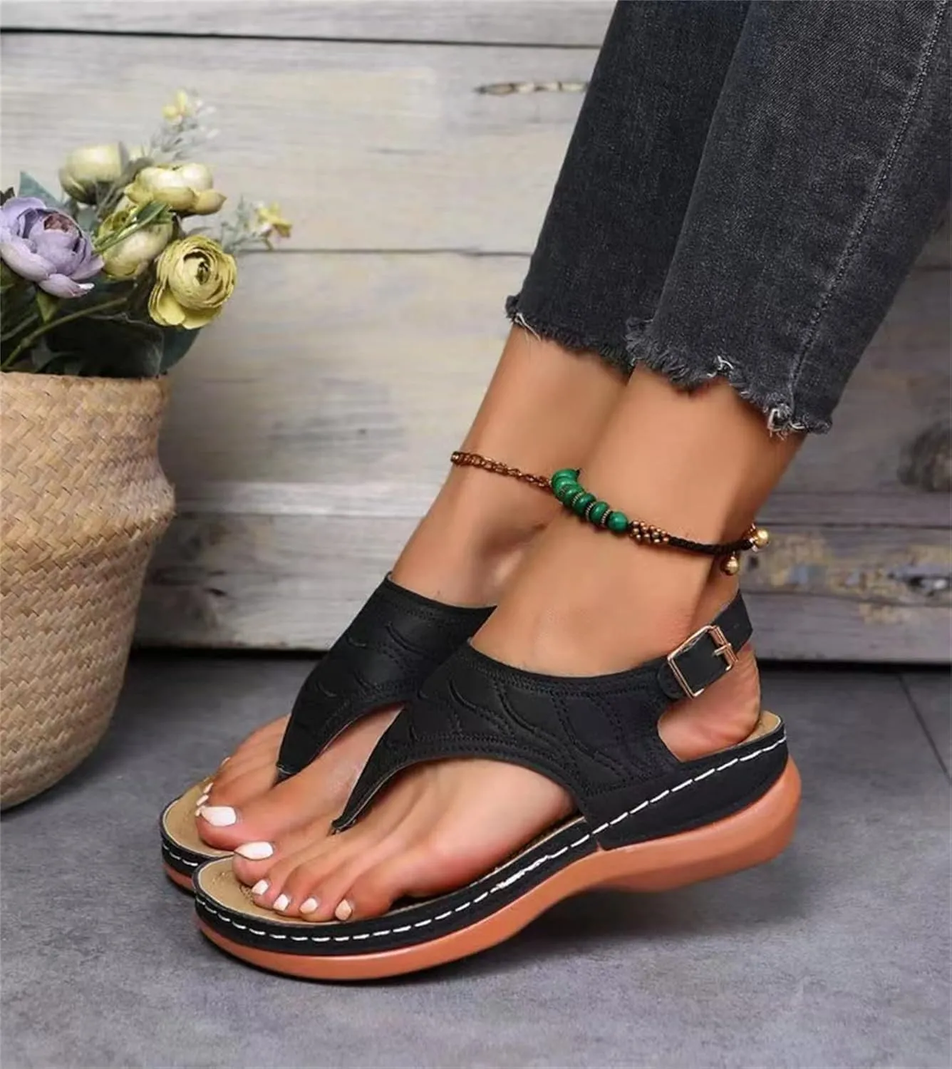 Lausiuoe Orthopedic Sandals For Women Dressy Summer Orthotic Flip Flops Comfortable Slippers with Arch Support For Flat Feet