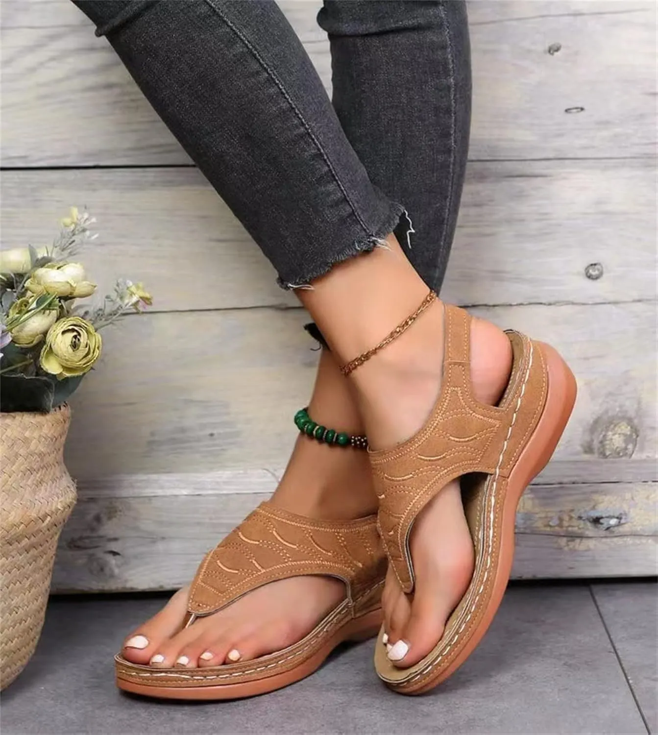 Lausiuoe Orthopedic Sandals For Women Dressy Summer Orthotic Flip Flops Comfortable Slippers with Arch Support For Flat Feet