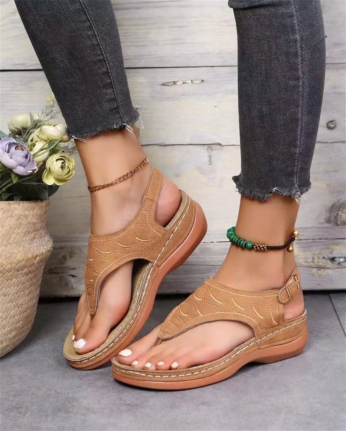 Lausiuoe Orthopedic Sandals For Women Dressy Summer Orthotic Flip Flops Comfortable Slippers with Arch Support For Flat Feet