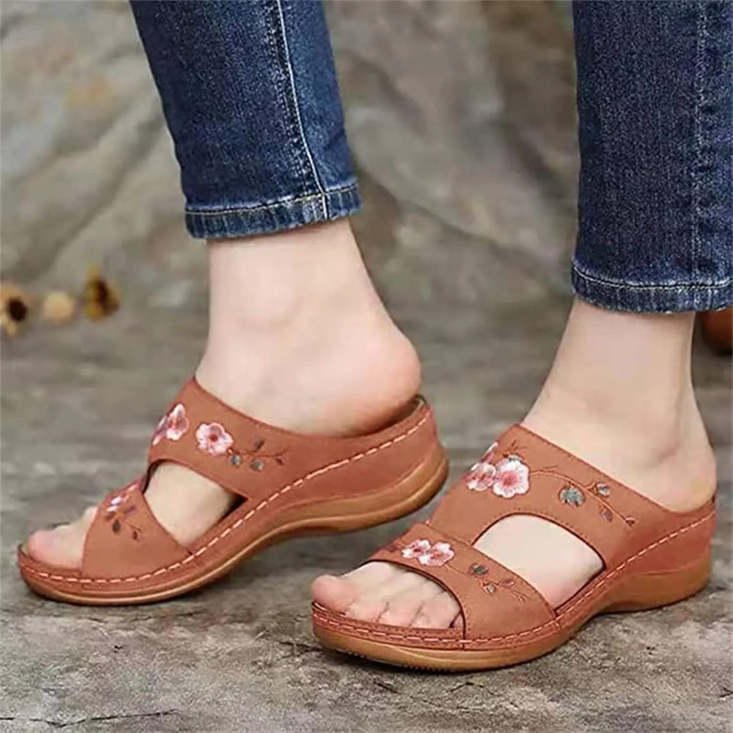 Lausiuoe Orthopedic Sandals For Women Elegant Comfortable Plantar Fasciitis Arch Support Open Toe Orthotic Slides Flip Flops