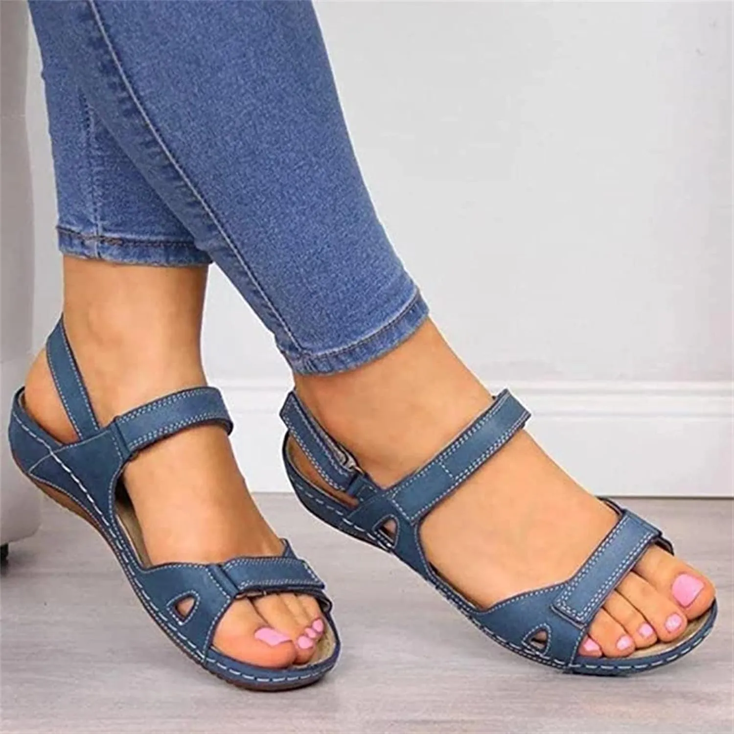 Lausiuoe Orthopedic Sandals For Women Plantar Fasciitis Arch Heel Support Comfortable Open Toe Orthotic Slides Flip Flops