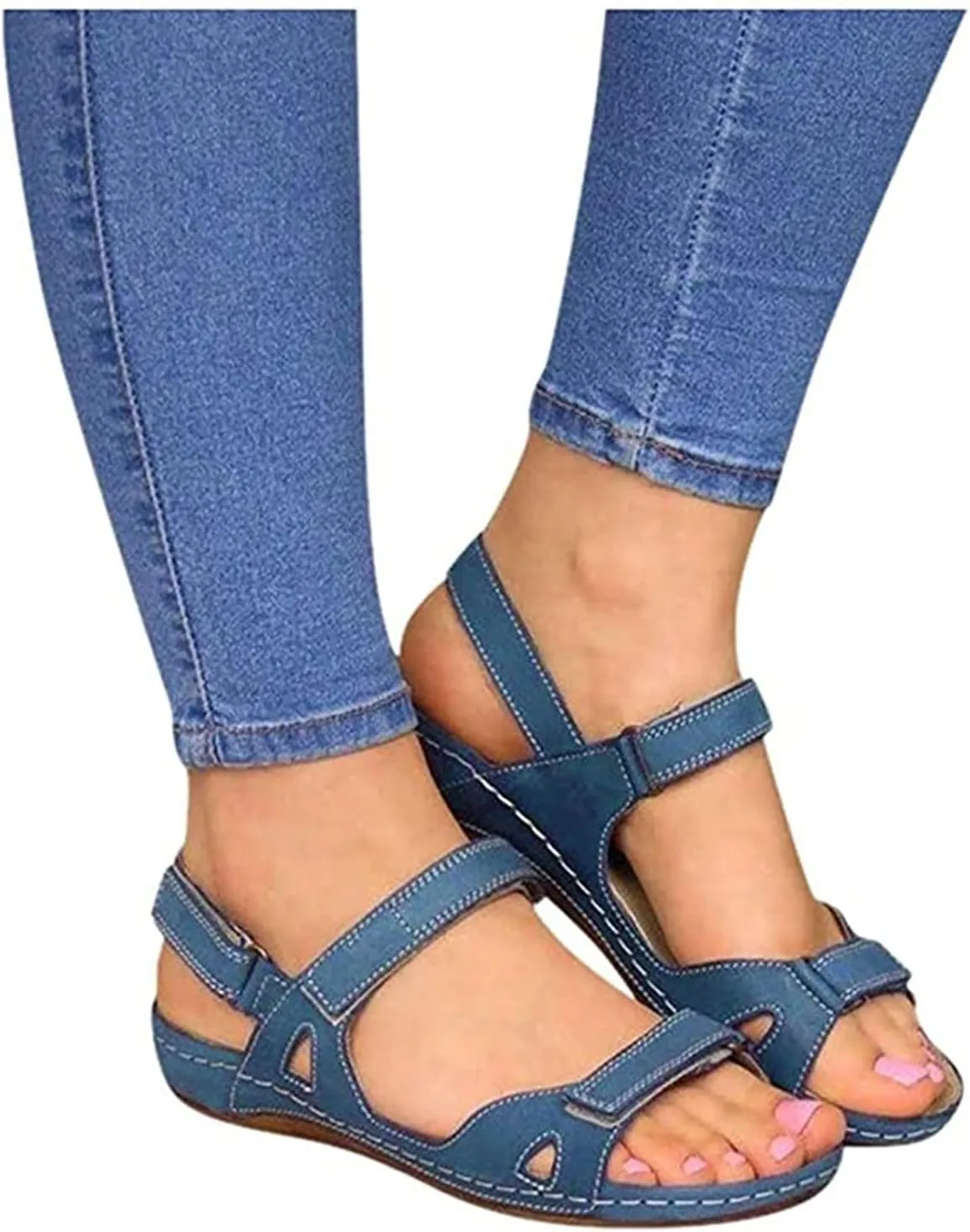 Lausiuoe Orthopedic Sandals For Women Plantar Fasciitis Arch Heel Support Comfortable Open Toe Orthotic Slides Flip Flops